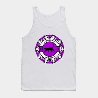 Purple/Violet I Love My Cat Tank Top